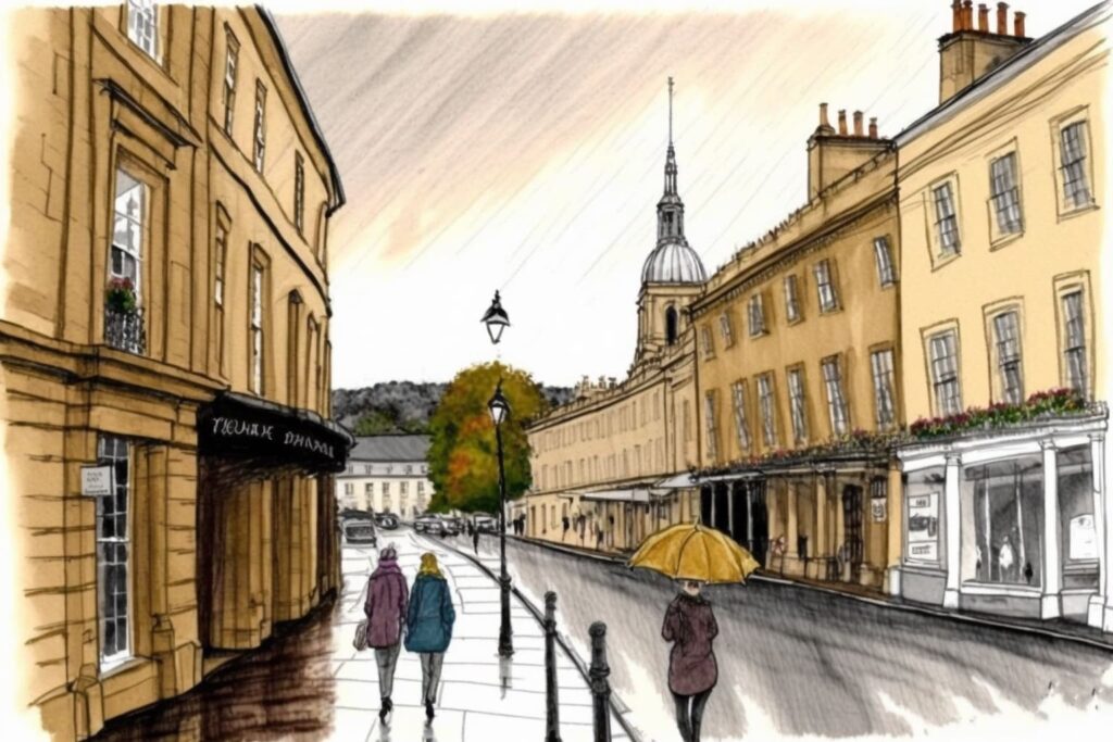wandering the rainy streets of Bath, England in April