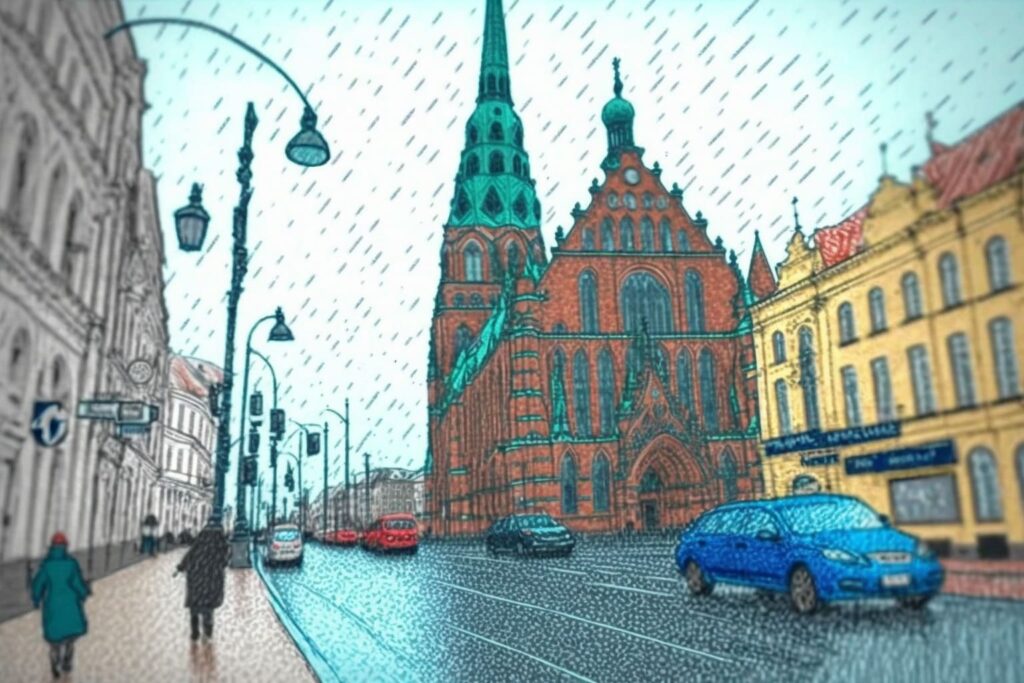 Rainy day in Riga, Latvia
