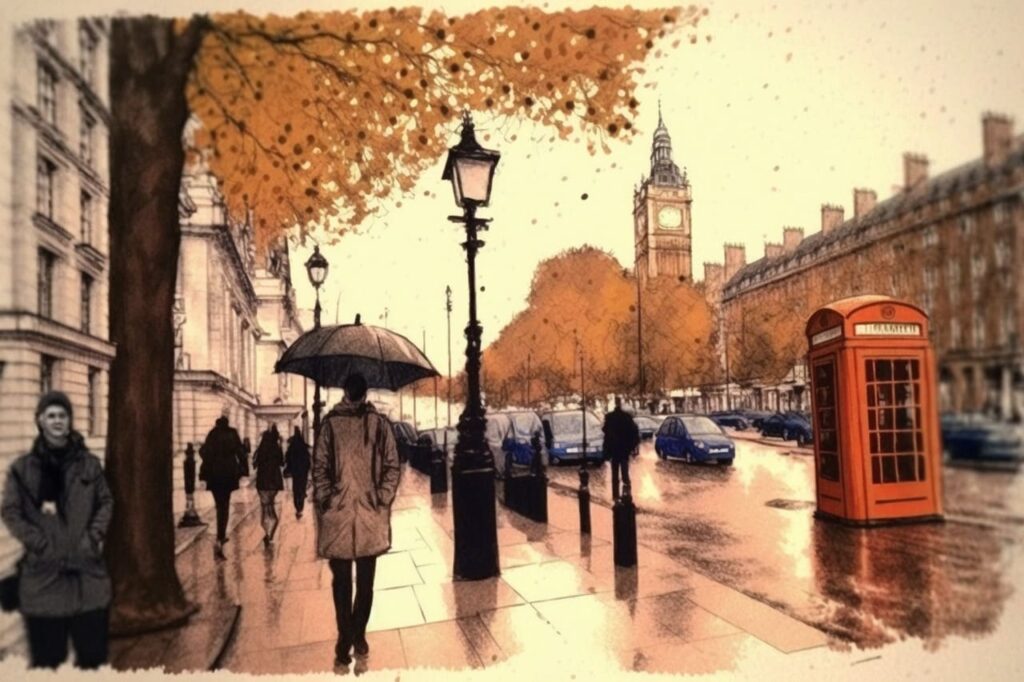 rainy day in London