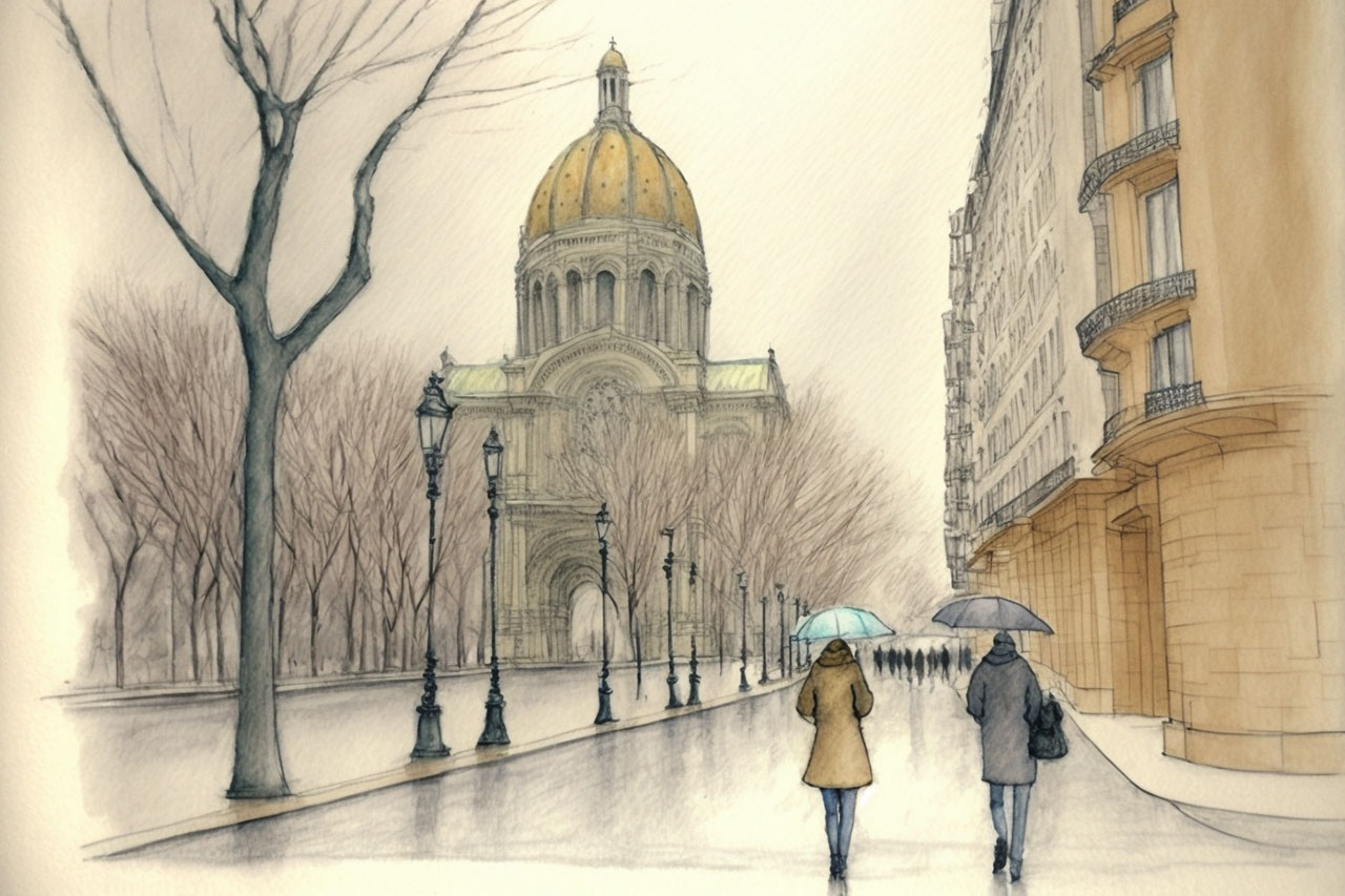 Sketch of Paris in January