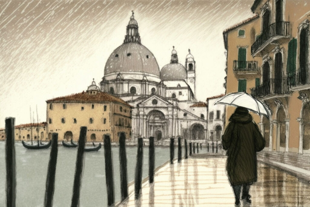 raining in Venice, Italy